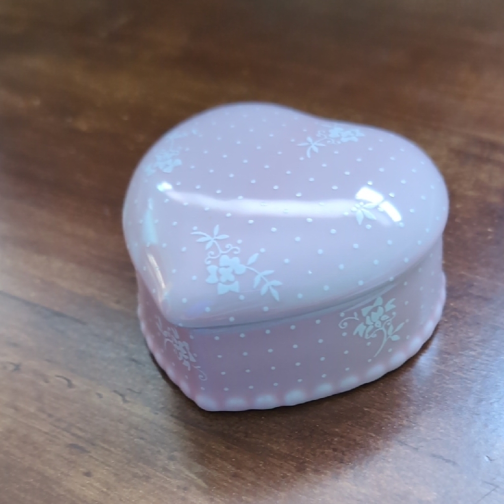 Pink Heart-Shaped Trinket Box